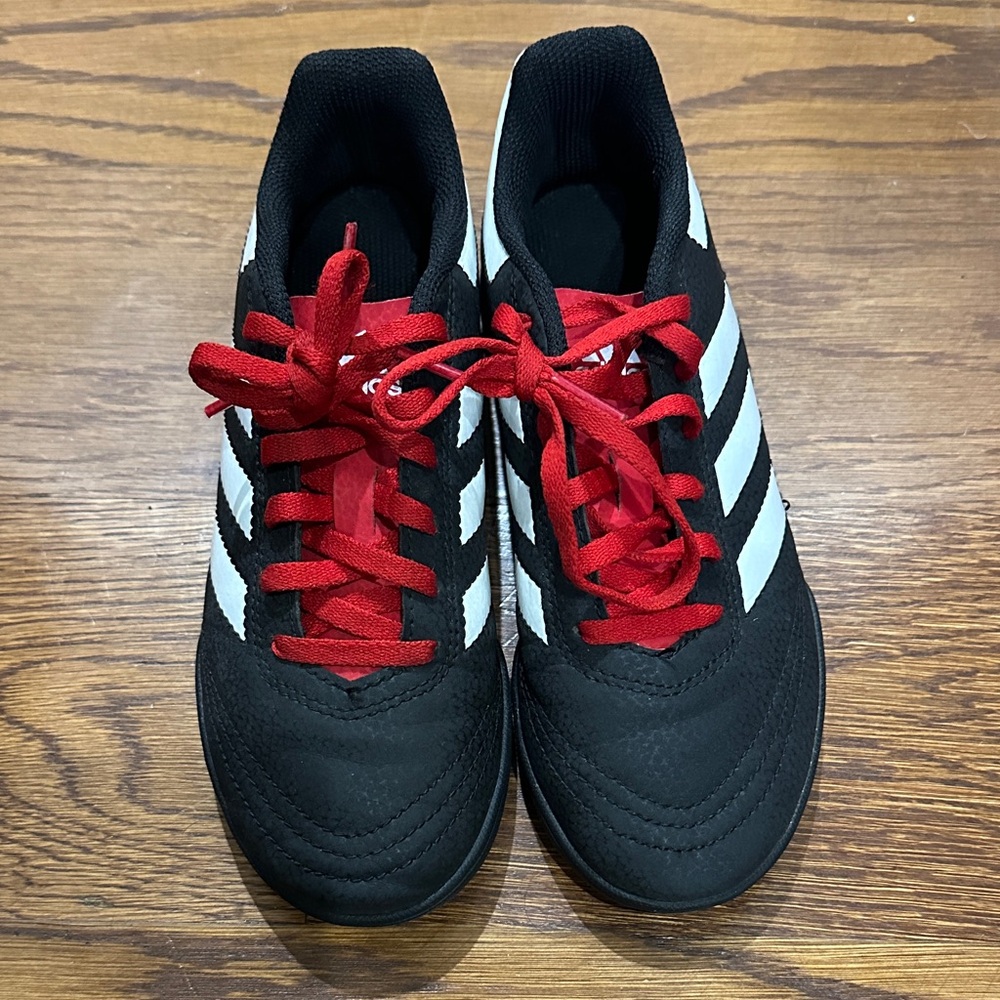 Adidas Black and White Turf clears with Red Accents